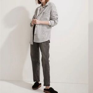 Madewell MWL (Re)sourced Grah Sweater Fleece Shirt Jacket Button Up, XL